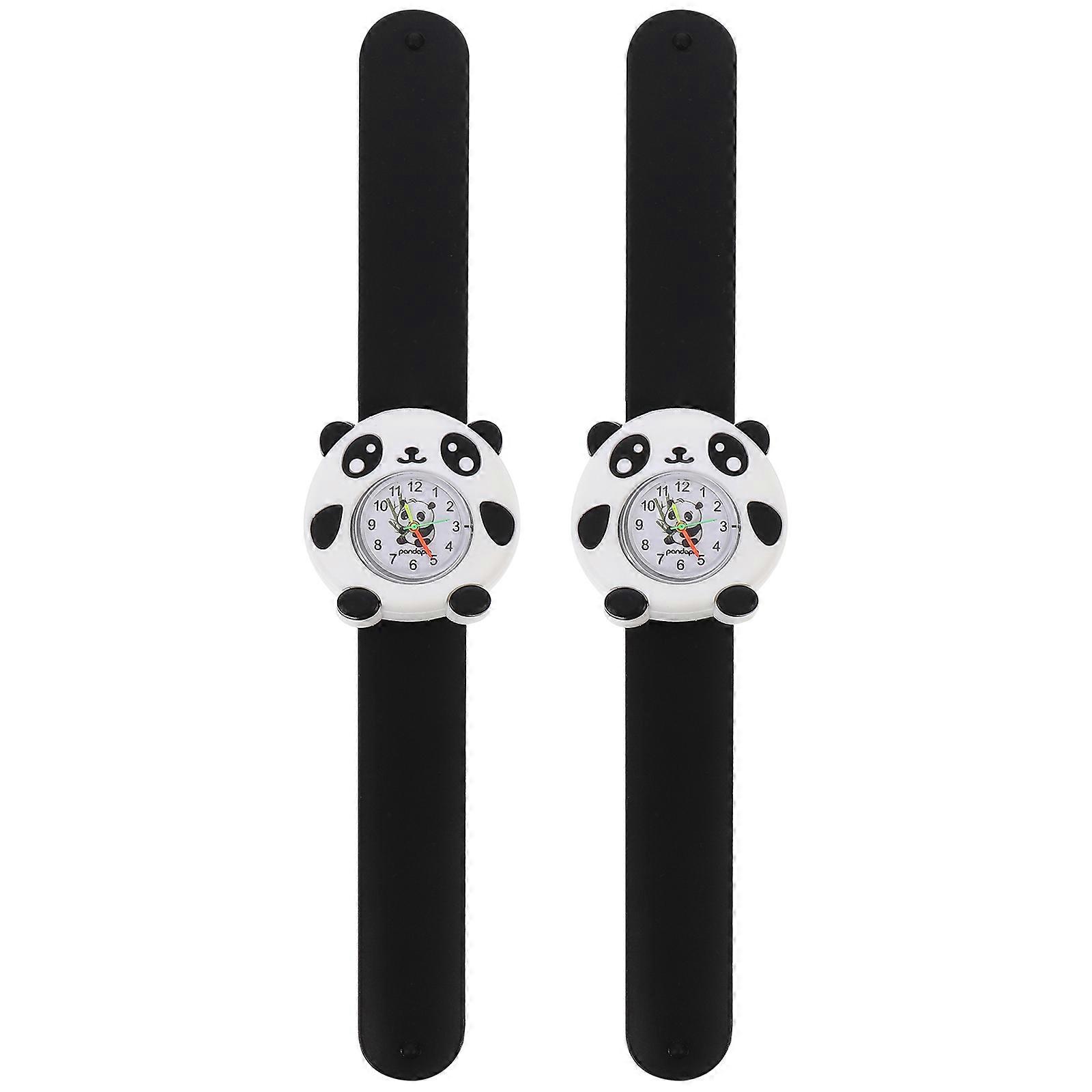 Silicone Watch 2 Pcs Portable Wristwatch for Boys Durable Cartoon Design Simple Operation for Learning and Everyday Use