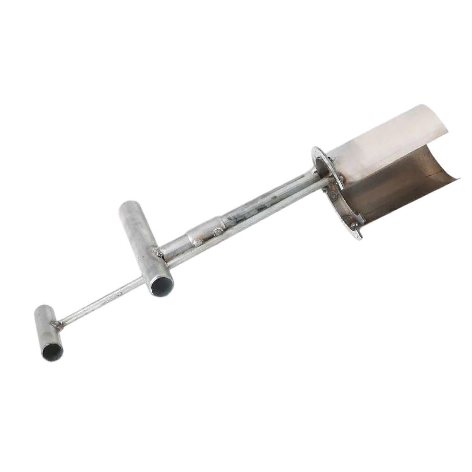 Seedling transplanting tool, ergonomic design for easy, efficient planting in gardens, farms and greenhouses, galvanized
