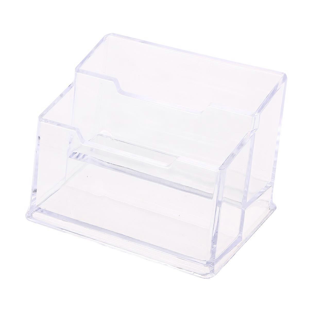 Clear Acrylic Business Card Holder Organizer with Angled Open Design for Desktop Display – Large Capacity Name Card Stand for Office Use and