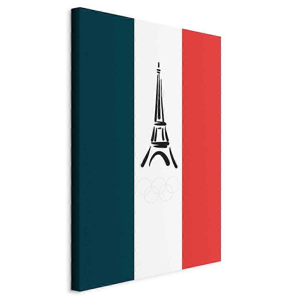 Leinwandbild - Französische Flagge mit grafischem Eiffelturm