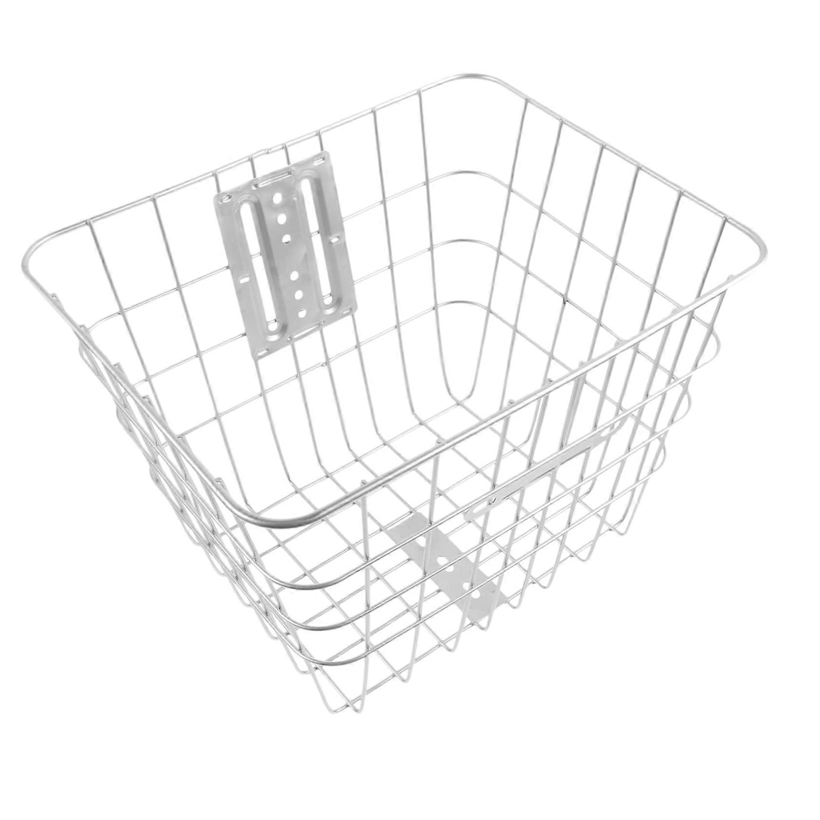 Rear Bicycle Basket Practical Iron Multifunctional Riding Silver