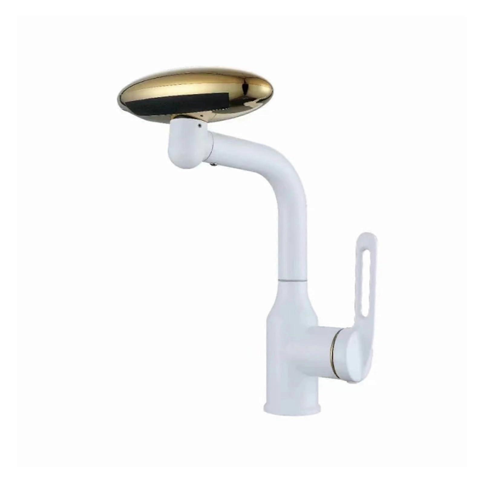 Multifunctional Waterfall Basin Faucet 4 Modes Water Flow Sprayer 360° Rotating hot and Cold Water(White)