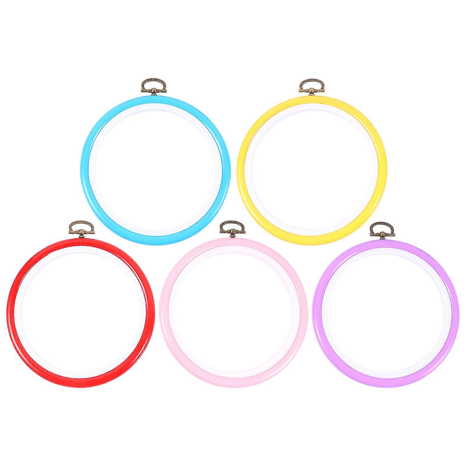 5pcs Durable Plastic Embroidery Hoops for Cross Stitch Beginners – Round Stitch Frames for DIY Crafts, Embroidery Projects, and Decoration