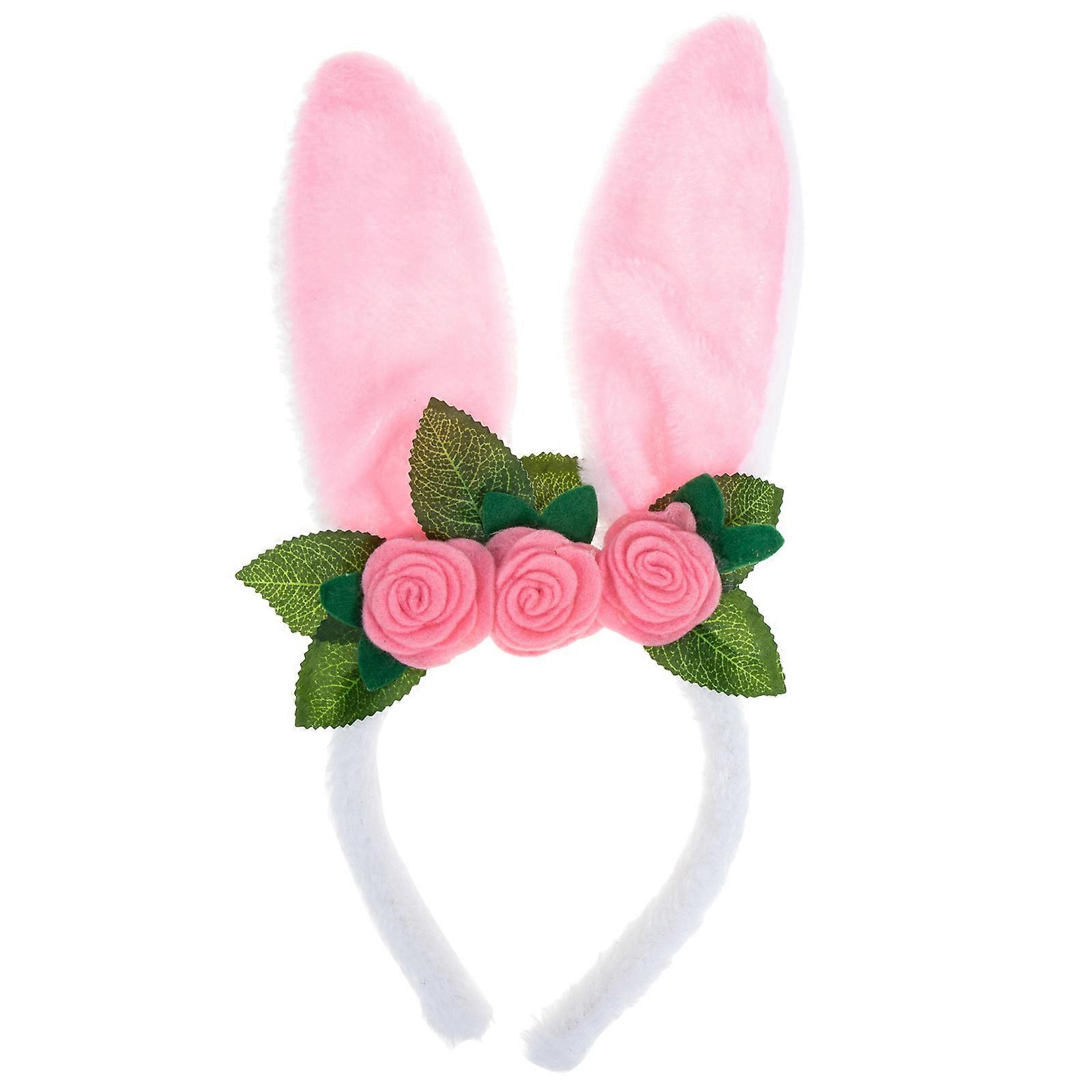 Easter Bunny Ears Headband Plush Pink 30x13cm Holds Hair Decorative 1Pcs
