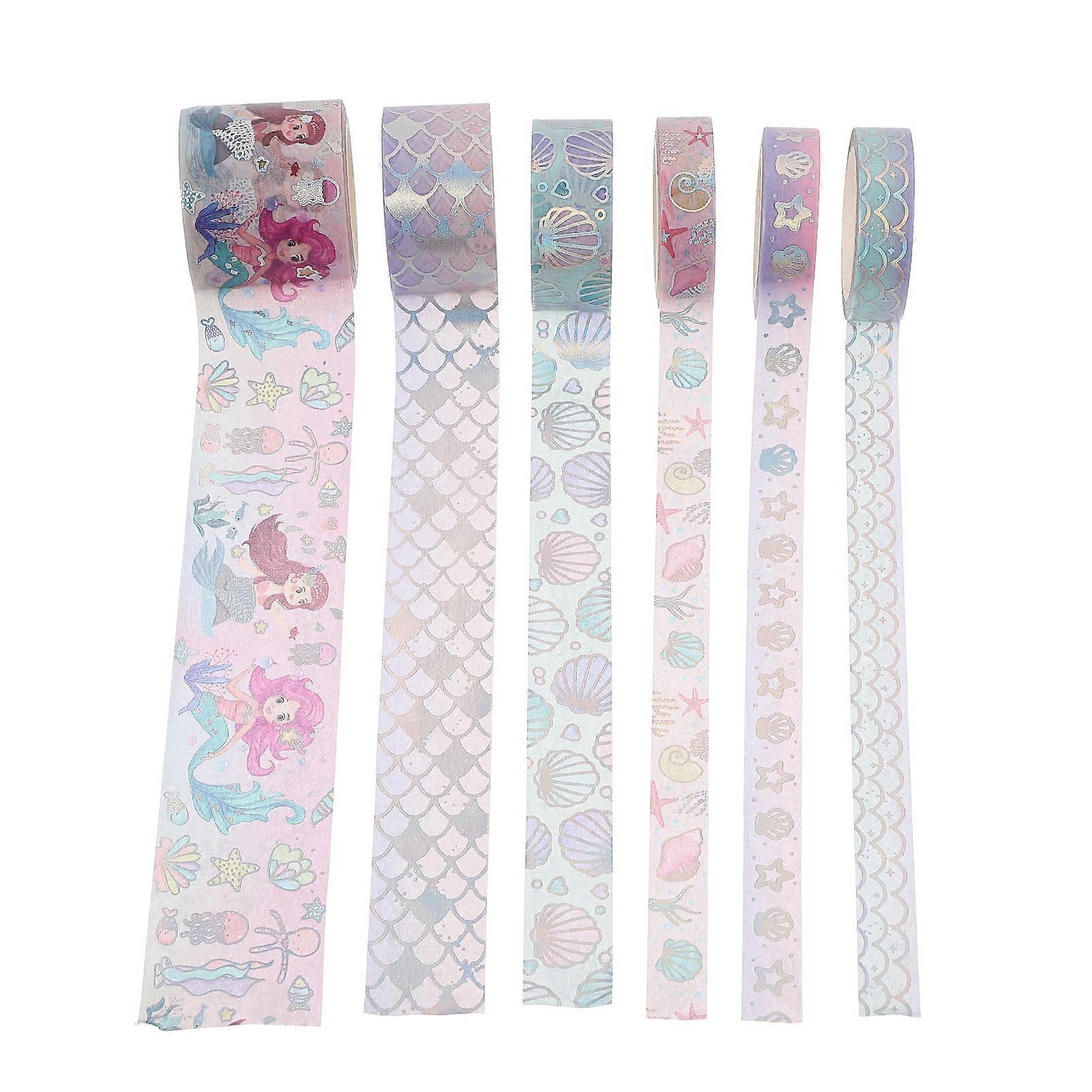 Sticker Tape Washi Paper Masking Tape Diy Scrapbooking Decoration Assorted Color 6 Rolls