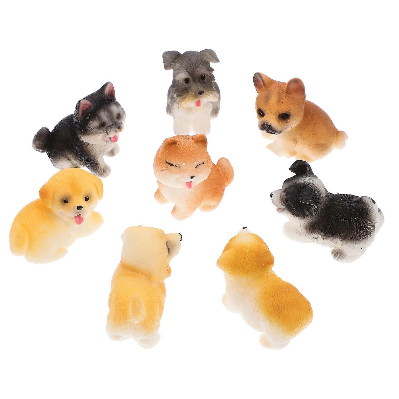 Figurines d’animaux miniatures Figurines de chien en résine pour décor Couleur assortie 3.50X3.00X1.90CM 8Pcs