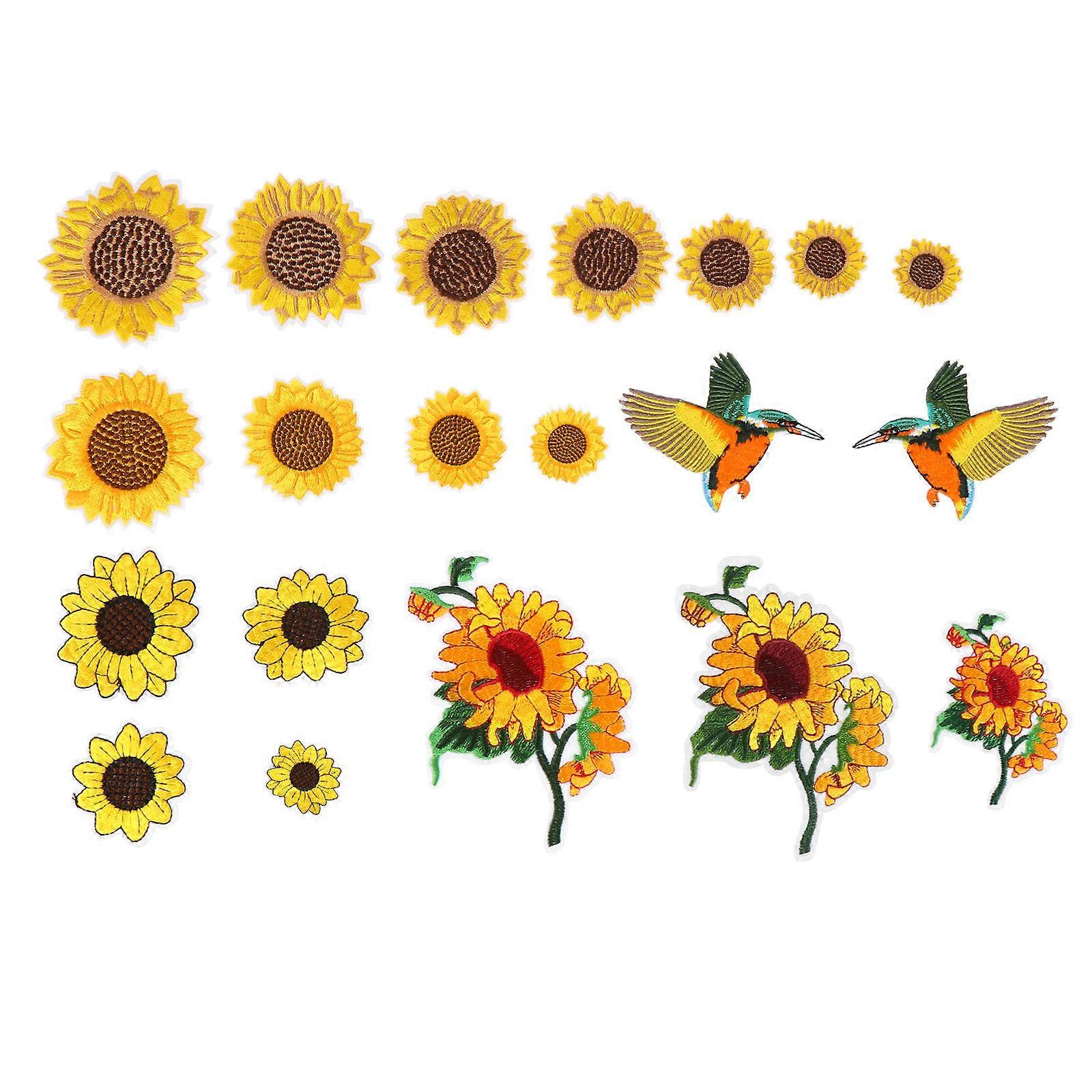 Iron On Embroidery Patches Sunflower For Handicraft Enthusiasts Assorted Color 8.5X5CM Diy Projects 20Pcs