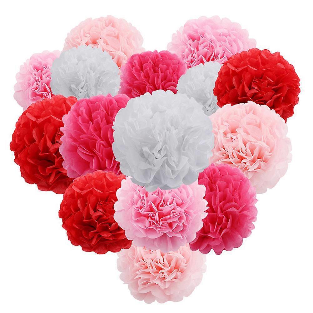 Flower Decorations For Party Paper Handmade Pink Environmental Protection 15Set