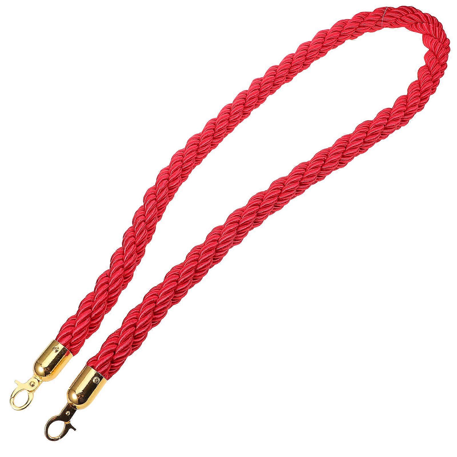 Crowd Control Rope Stanchion Rope Queue Barrier Safety Distance Maintenance Lobbies Airports Red Twisted Cord 1Set