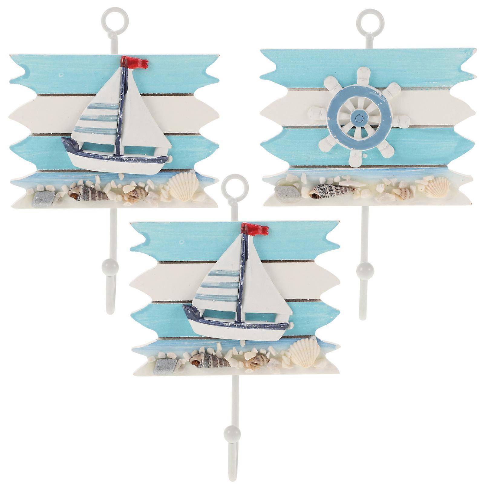 3pcs Mediterranean Style Wall Hooks Creative Decorative Home Accessories for Coats, Keys & Unique Interior Design Ideal for Art Lovers & Party