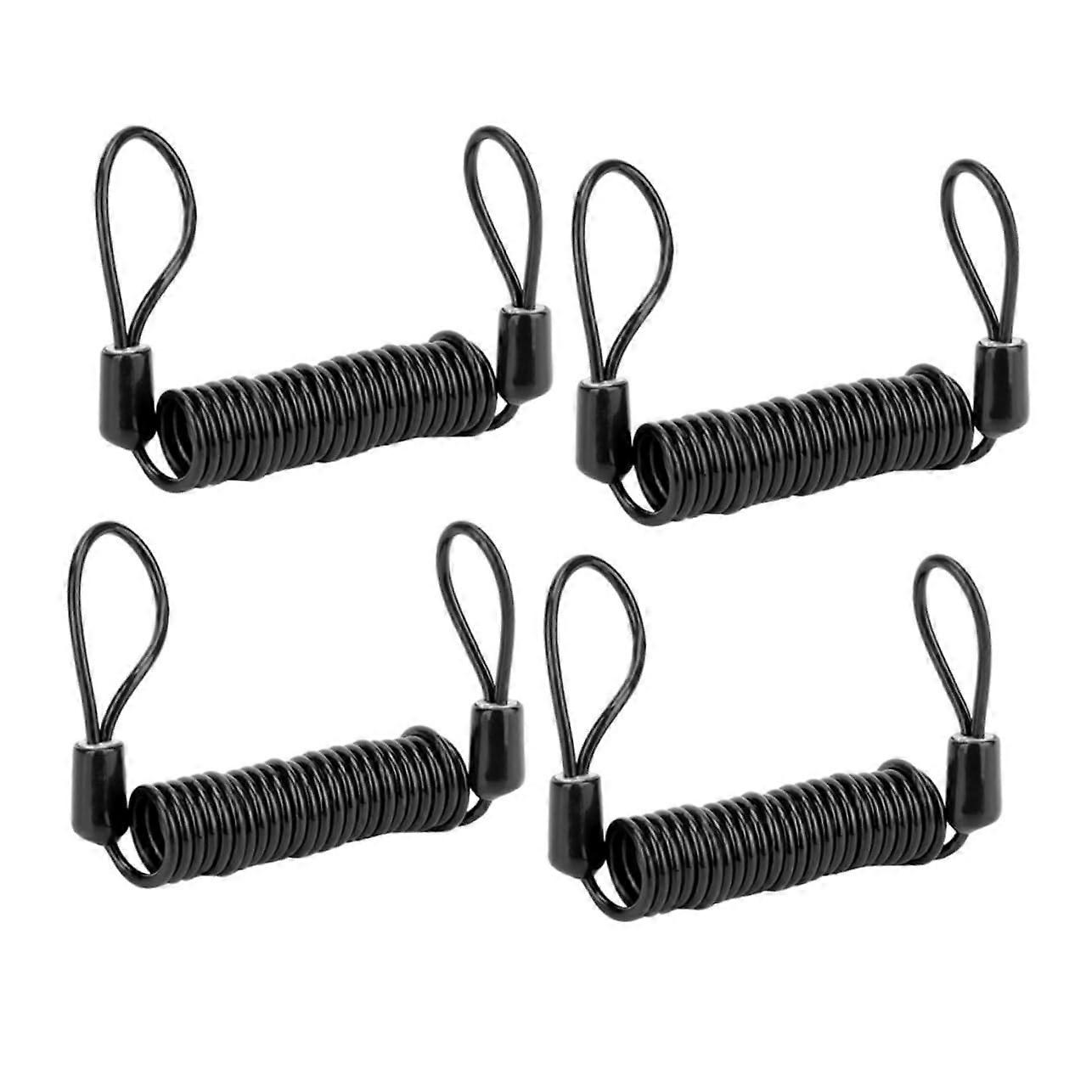 Anti-Theft Spring Cable Lock for Bicycles - 4 Pack, Black Plastic, Durable Wire, Bike Security Lock System