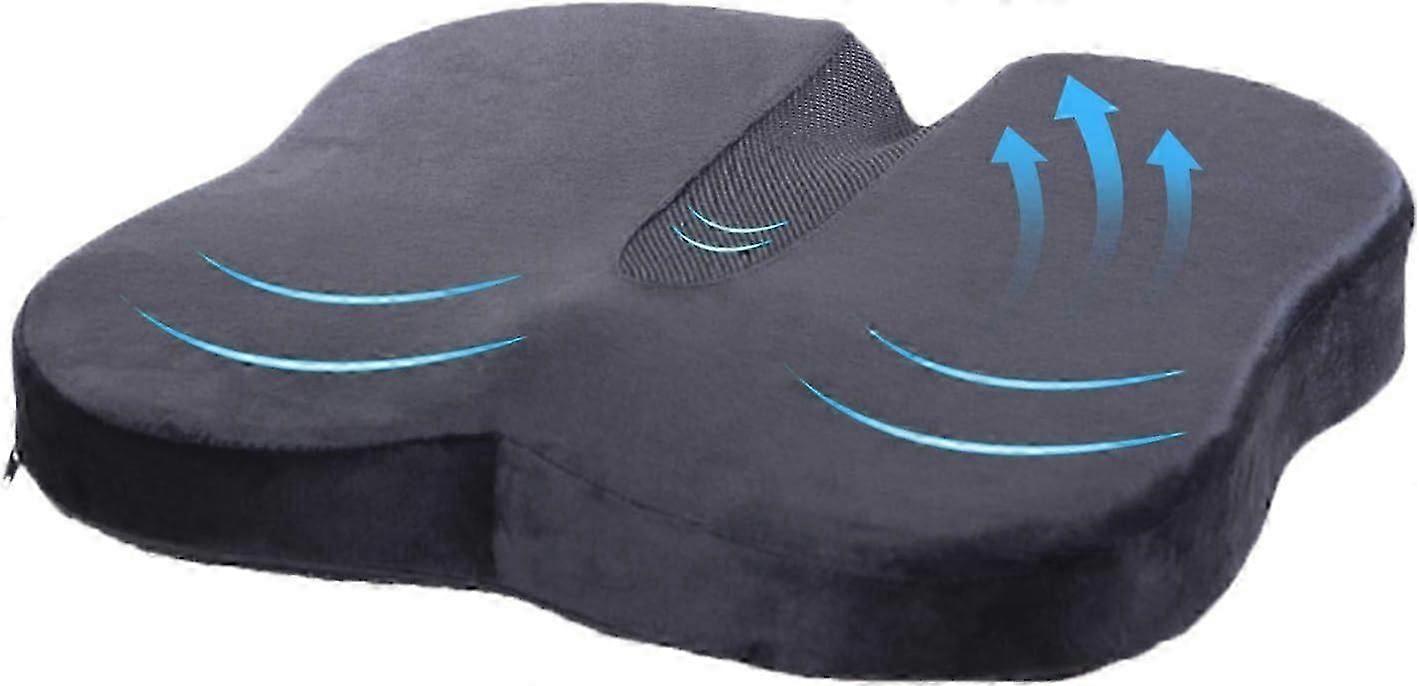 Memory Foam Ortopædisk Sædehynde - Halebensstøtte til lindring af lænden Sort