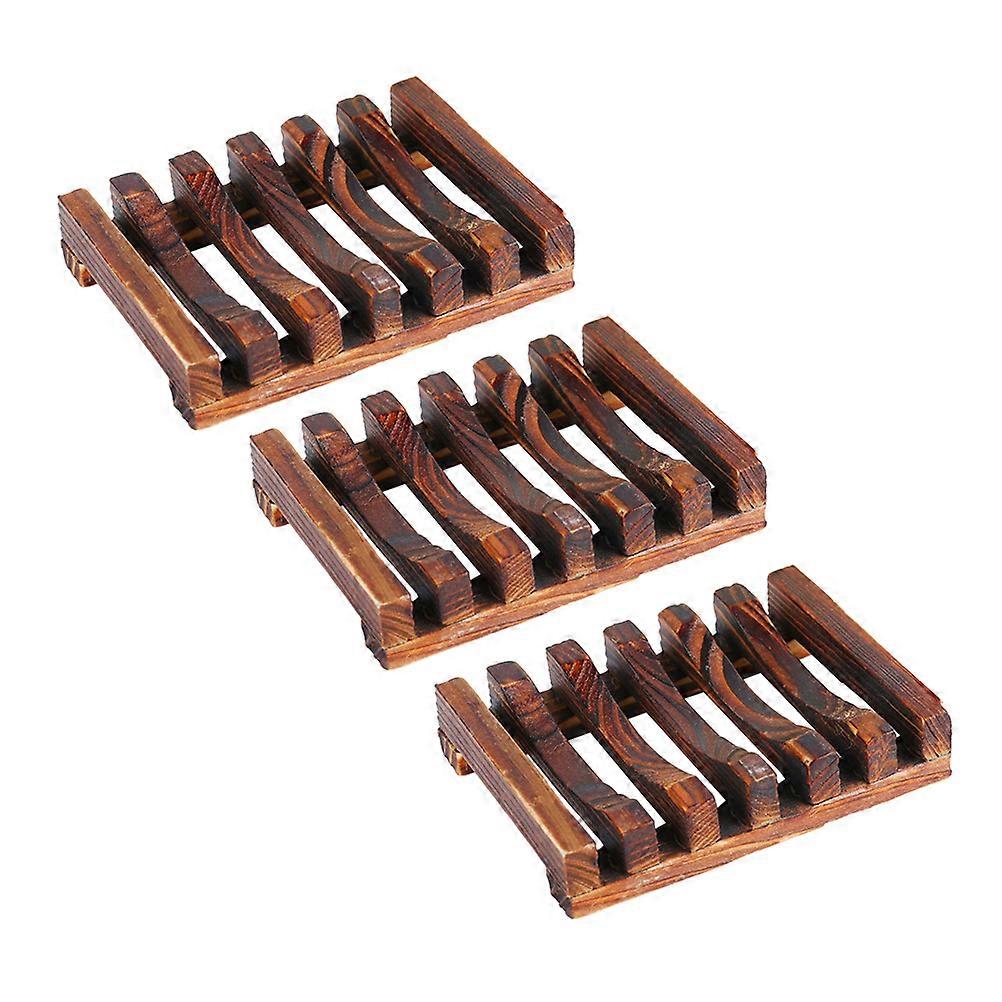 Soap Tray For Shower Creative Wooden Soap Holder Classic Style Storage Rack Draining 3Pack