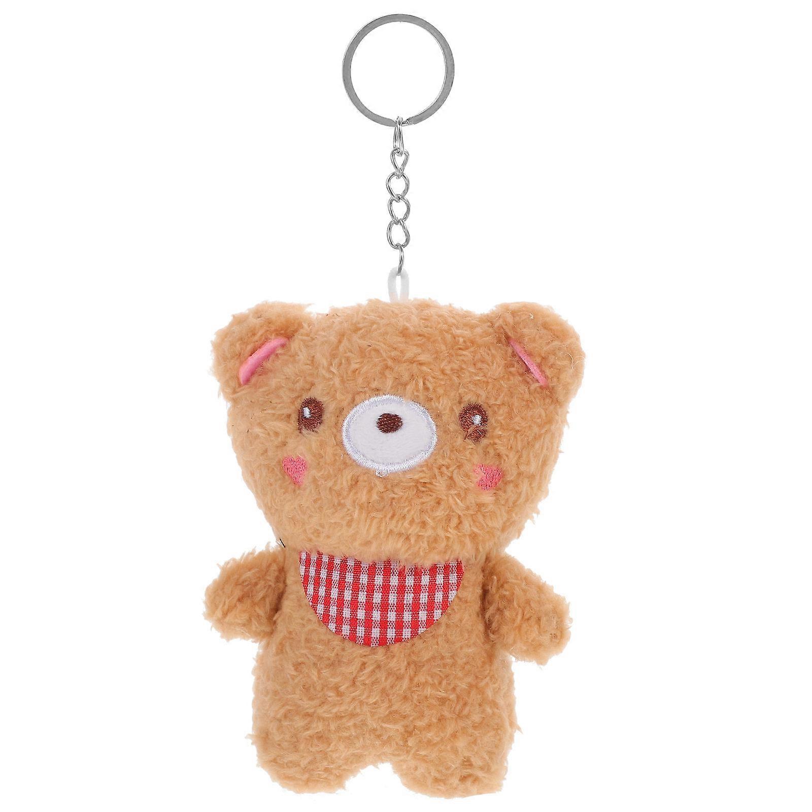 Mini Bear Keychain Stuffed Animal Keyring Handbag Pendant Purse Pendant Brown 4.3X3.1X1.8in 1Pack