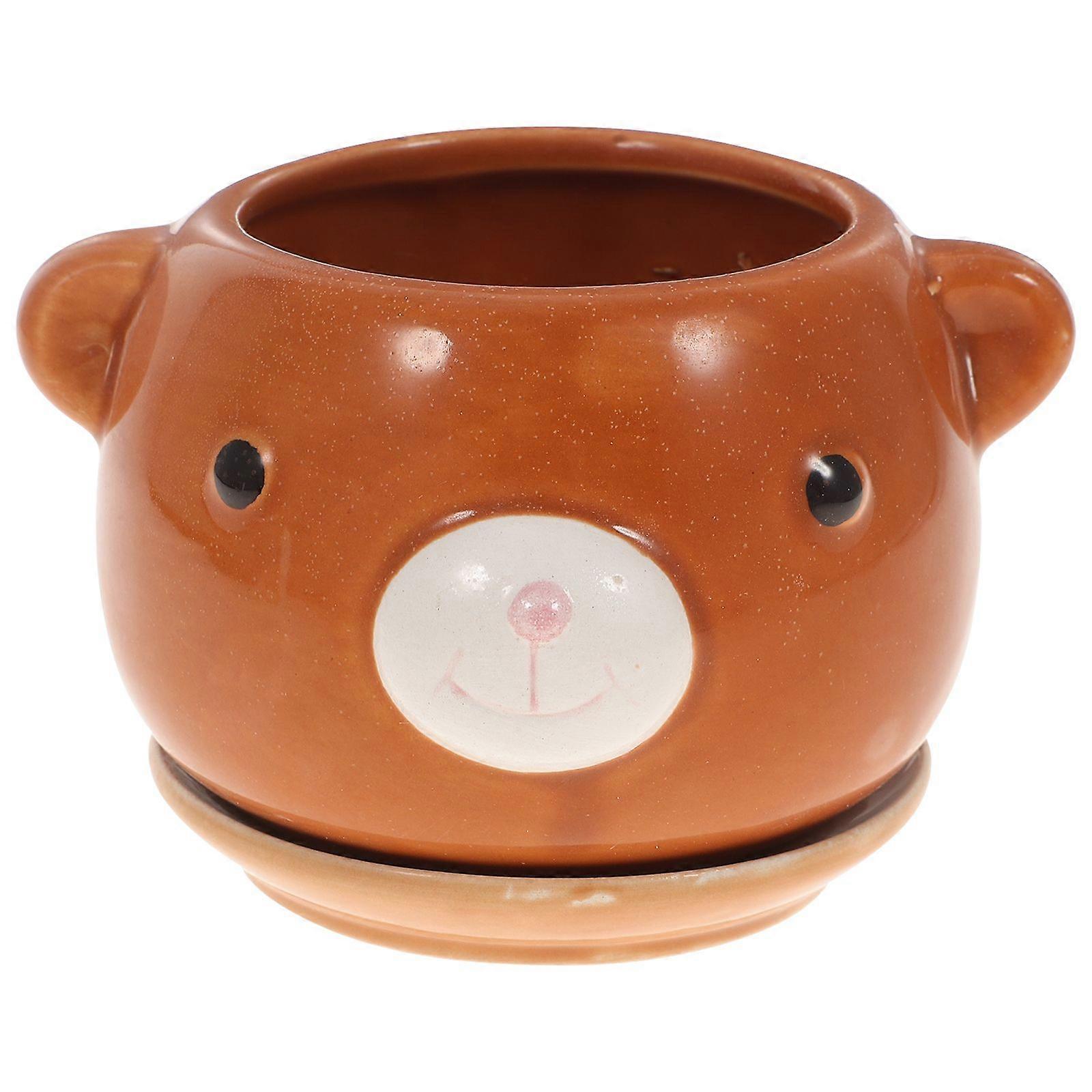 1PC Succulent Storage Jar Ceramic Flowerpot Pig Design Planter Mini Bonsai Container Gardening Supply (Pattern 3)