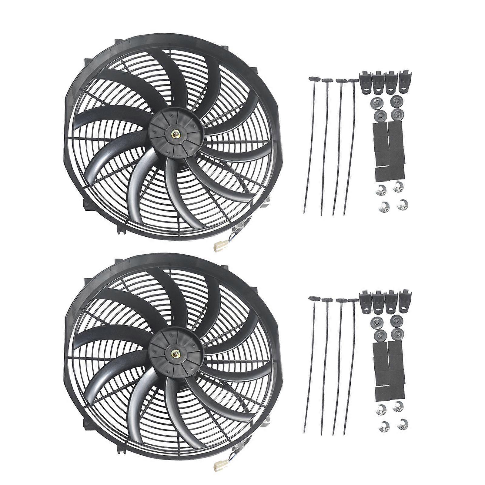 Pair16"UniversalSlimFanPushPullRadiatorCooling12V120Ww/Mount MK55294