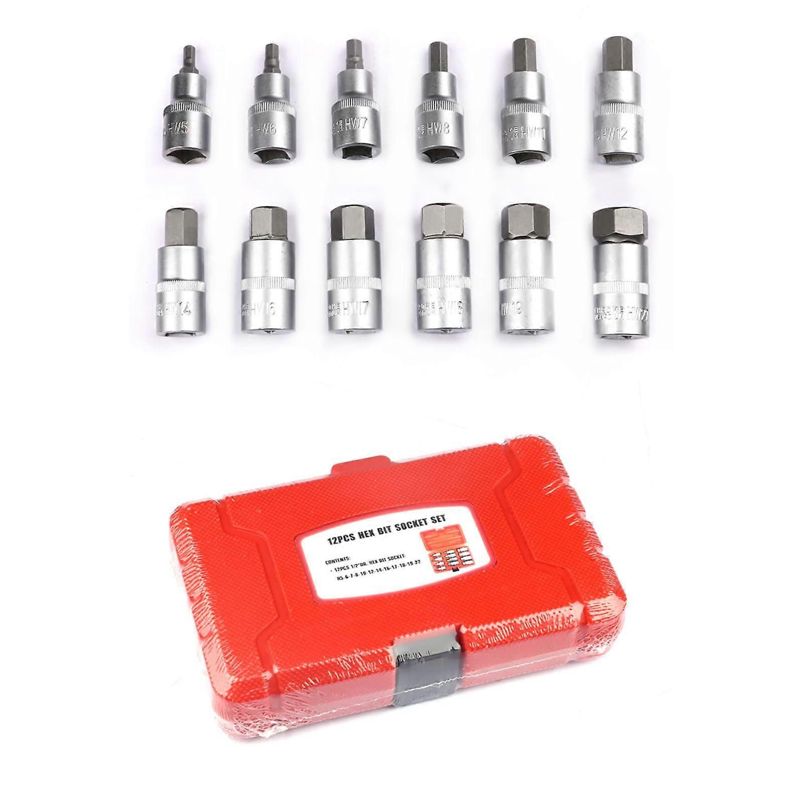 12piece socket wrench set, 1.27 cm (1/2 inch) drive, impact socket set, hex bit socket set