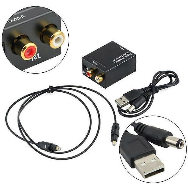 Digital Signal Toslink Optical Coaxial to RCA Analog Audio Converter Adapter