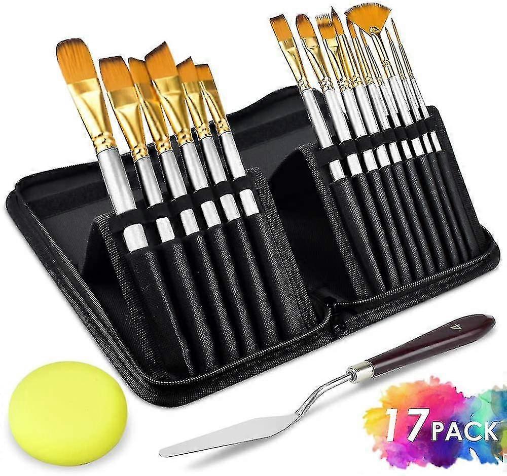 Versatile Paint Brushes Set with 17 Various Sizes, Ideal for Acrylic Painting and Other Art Projects