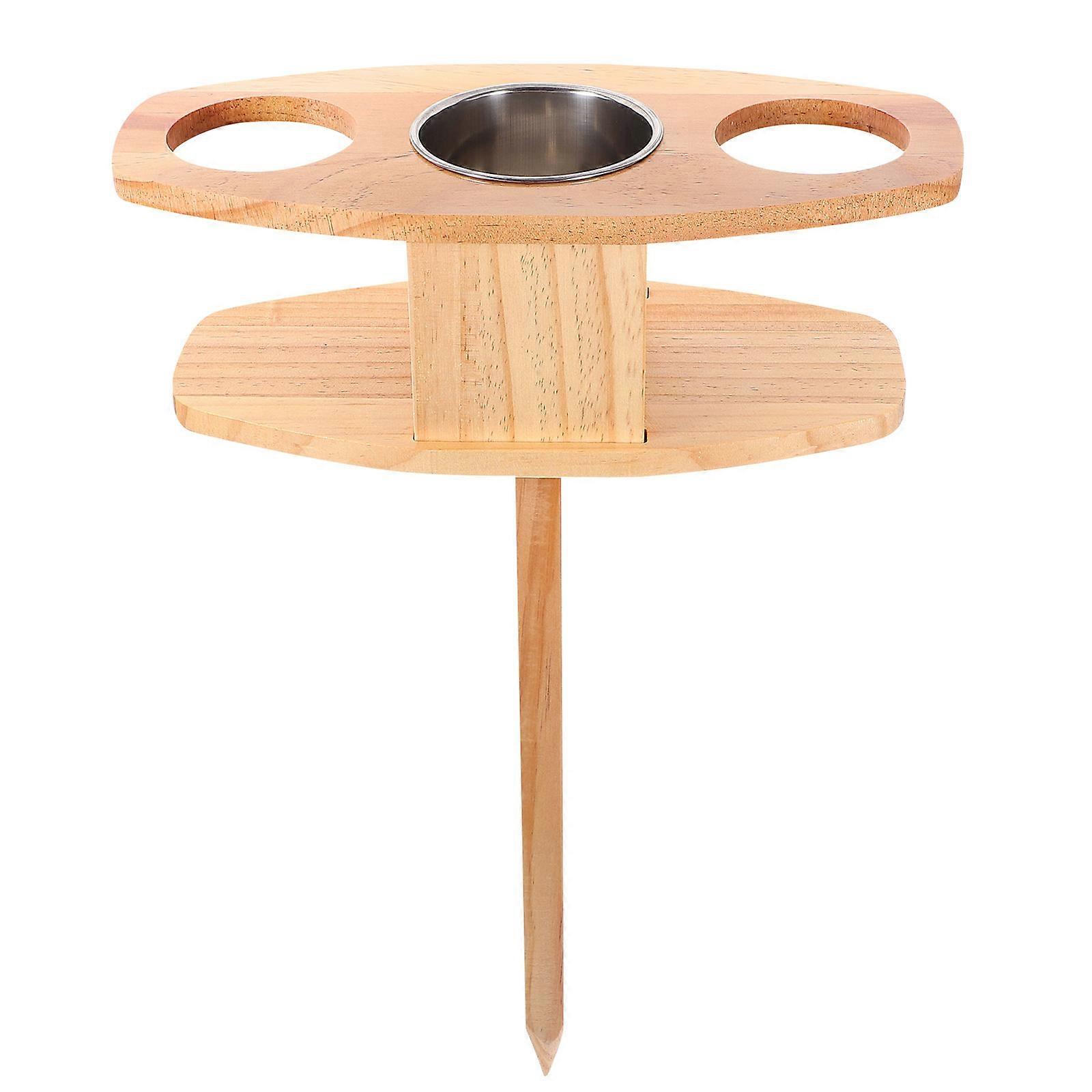1pc Portable Outdoor Wine Table with Folding Beach Glass Design for Courtyard Use