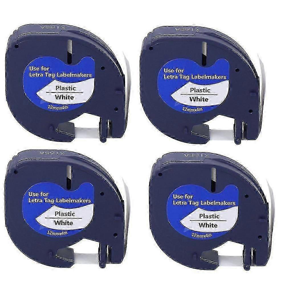 4 Pack Label Tape Replacement For Letratag Black On White Plastic Label Tape For Letratag Label Mak