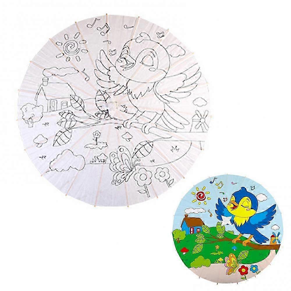 Chinese Umbrella Vintage DIY White Paper Umbrella Anime Painting Sunscreen Umbrella Photo Dance Props Ancient Cosplay Umbrella