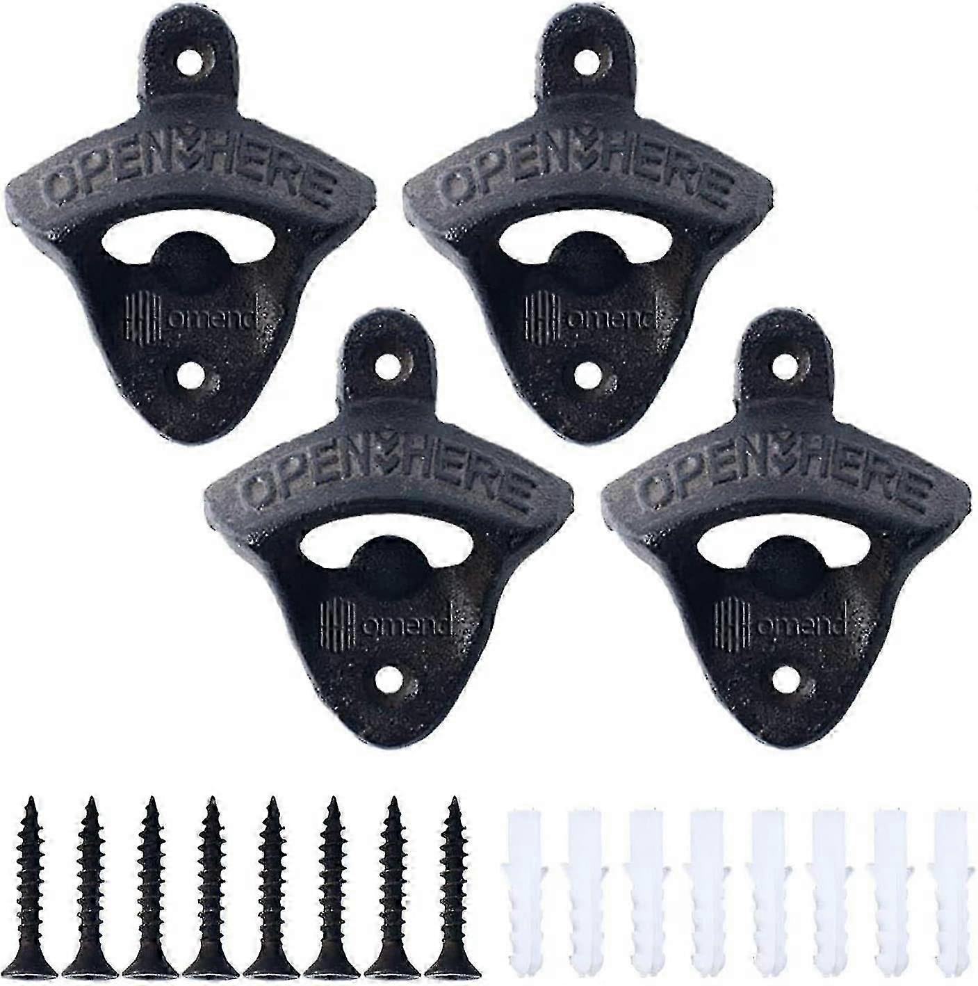 Vintage Cast Iron Wall-Mounted Bottle Opener - Rustic Bar Decor with Hardware