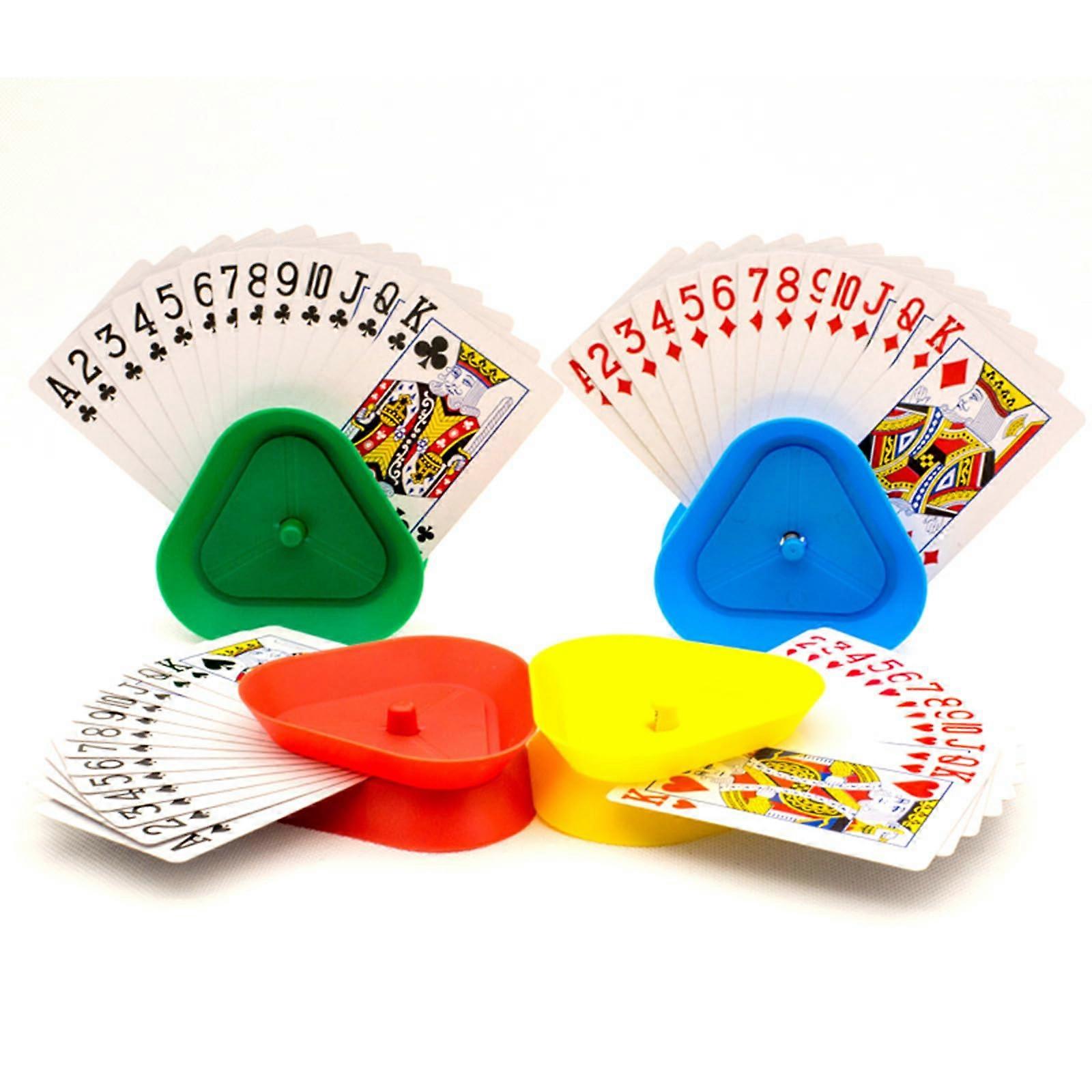 Playing Card Holder for Kids, Plastic Triangle Card Stand, Game Card Display Rack for Group Play, Hands-Free Card Holder