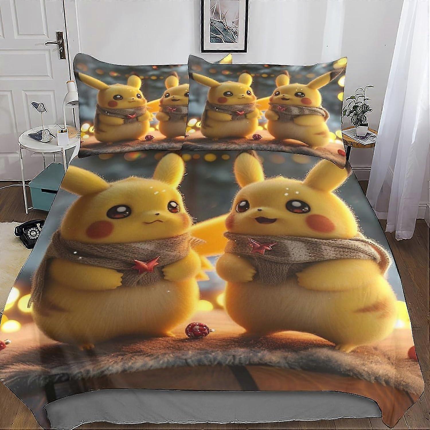 Cartoon Wizard Comforter Cover Set with Hidden Zipper Closure - Luxurious Microfiber Bedding, 3-Piece Set with Striking 3D Print