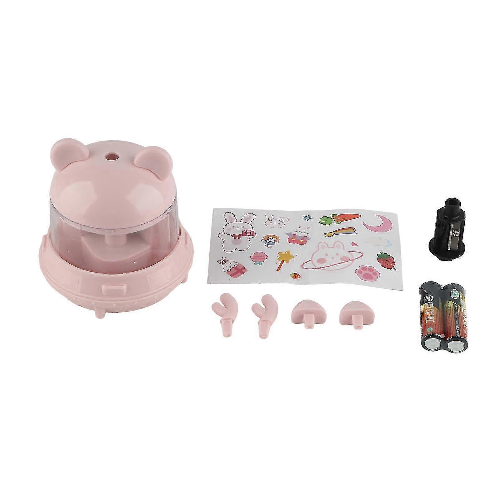 Battery Powered Cartoon Electric Pencil Sharpener for Kids and Students in Pink