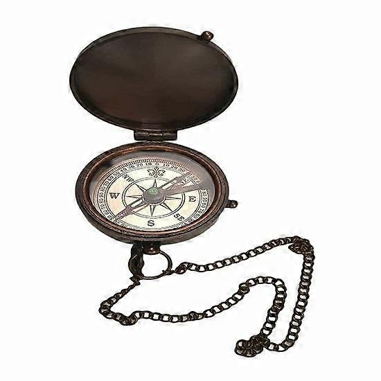 Chain Pocket antique vintage solid brass Camping Compass with case
