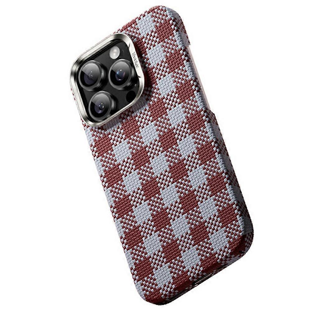 Cases Cover BENKS C1 For iPhone 15 Pro Case Aramid Fiber Grid Weave Phone Cover Compatible with MagSafe - Red