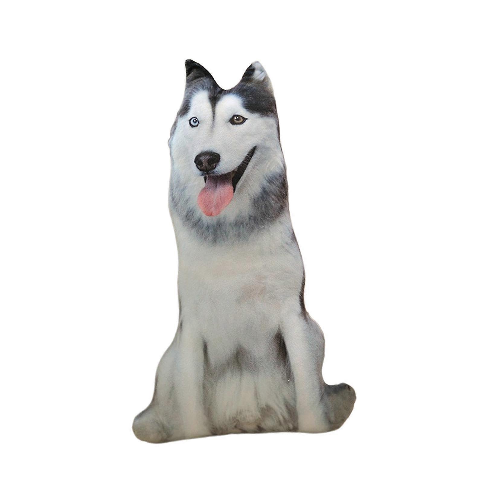 3D dog throw pillow, plush hugging pillow, stuffed animal toy, animal throw pillow for sofa, GRAY