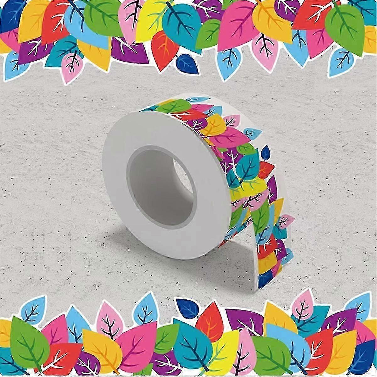 65.6 Feet Colorful Leaves Bulletin Board Border Trim Waterproof and Adhesive for Classroom Decor