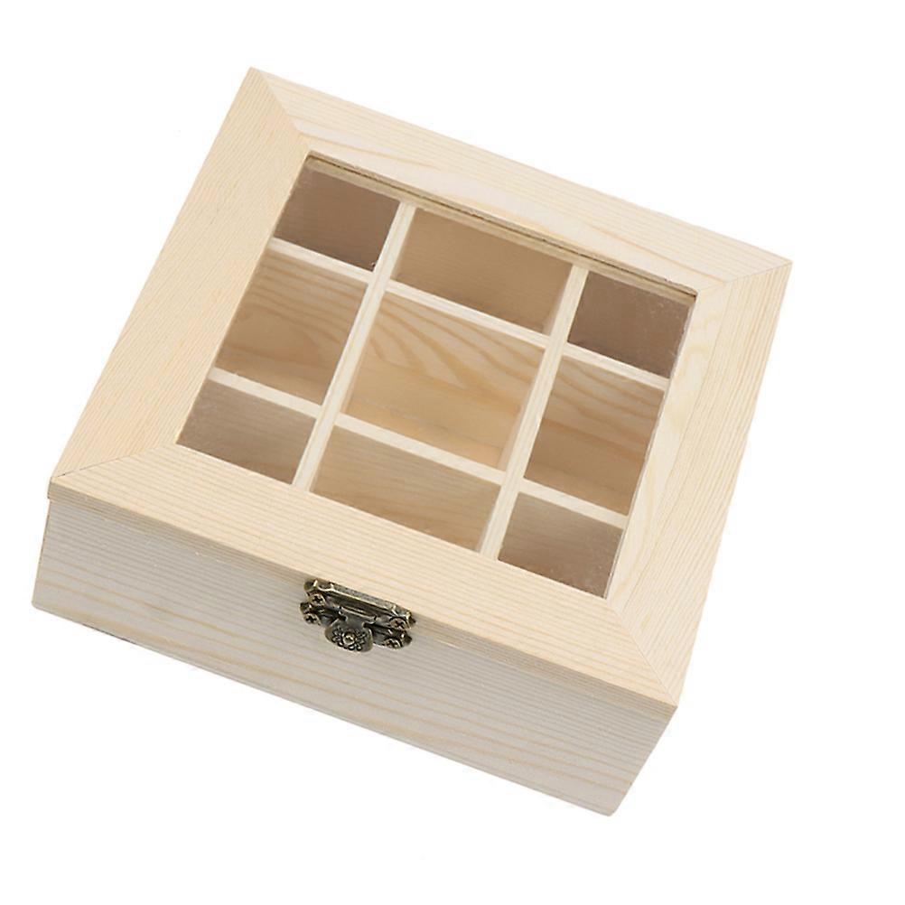 Wooden Tea and Coffee Storage Box with Compartments and Glass Window – Multi Functional Organizer for Tea Bags and Coffee Display, Ideal for Tea