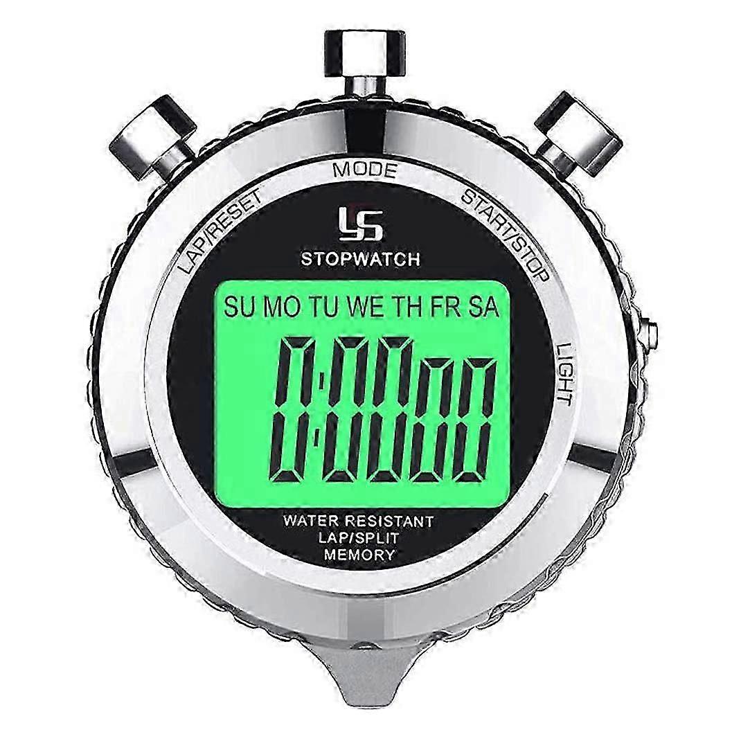 Digital Stopwatch Timer Metal Stop Watch with Backlight, 2 Lap Stopwatch Timer compatible with Sports Competit