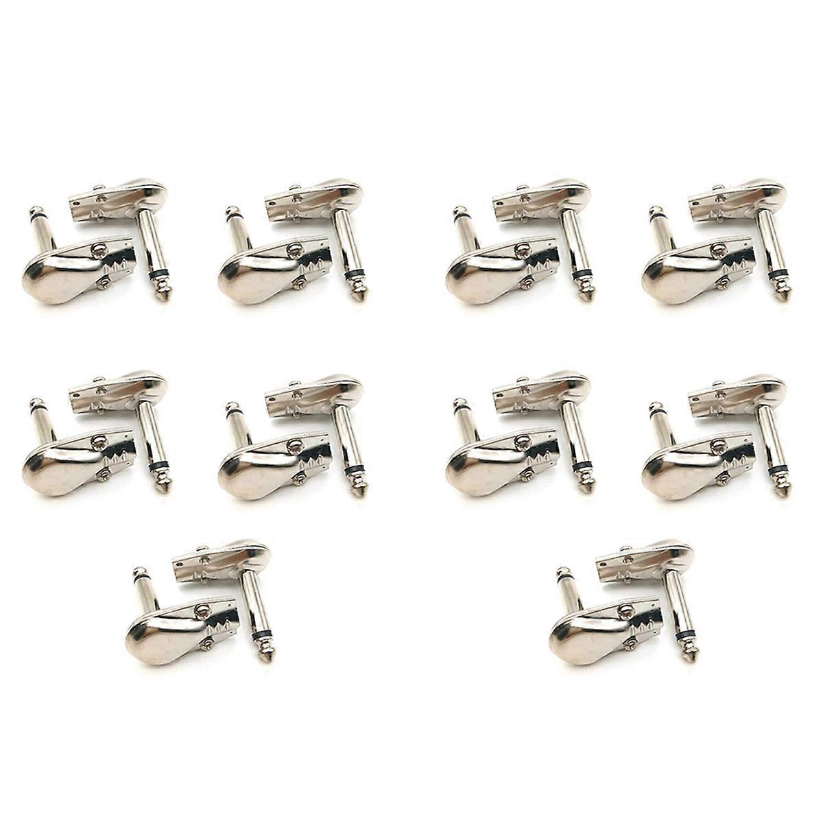 1/4 Inch Right Angle Plugs Mono Flat 6.3mm Phone Plug - 10 Pack
