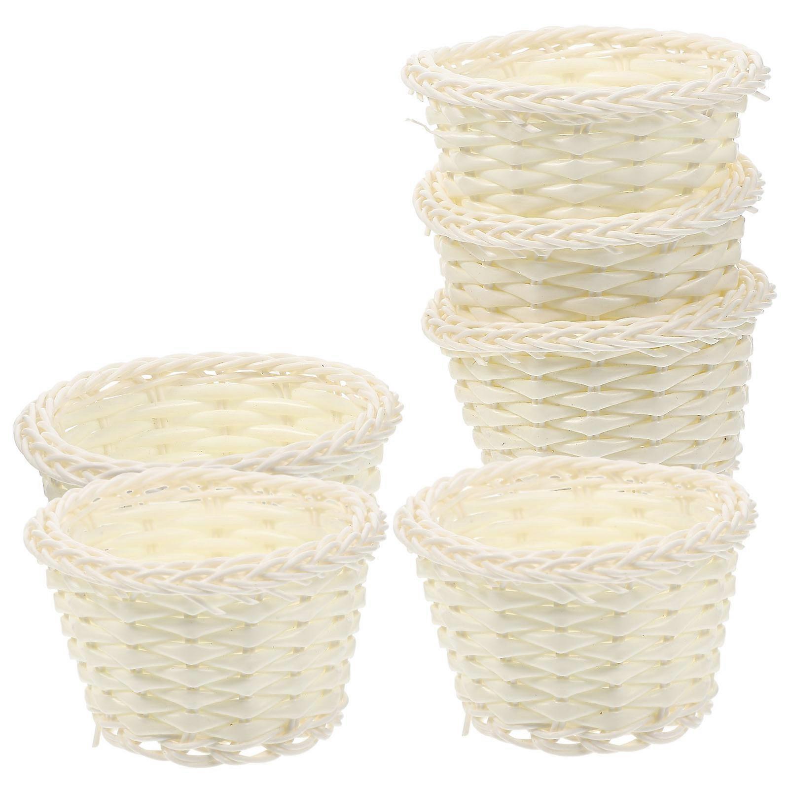 Mini Baskets Micro Basket Decor For Photo Props Simple Design 9X9X5.5CM 6Pcs