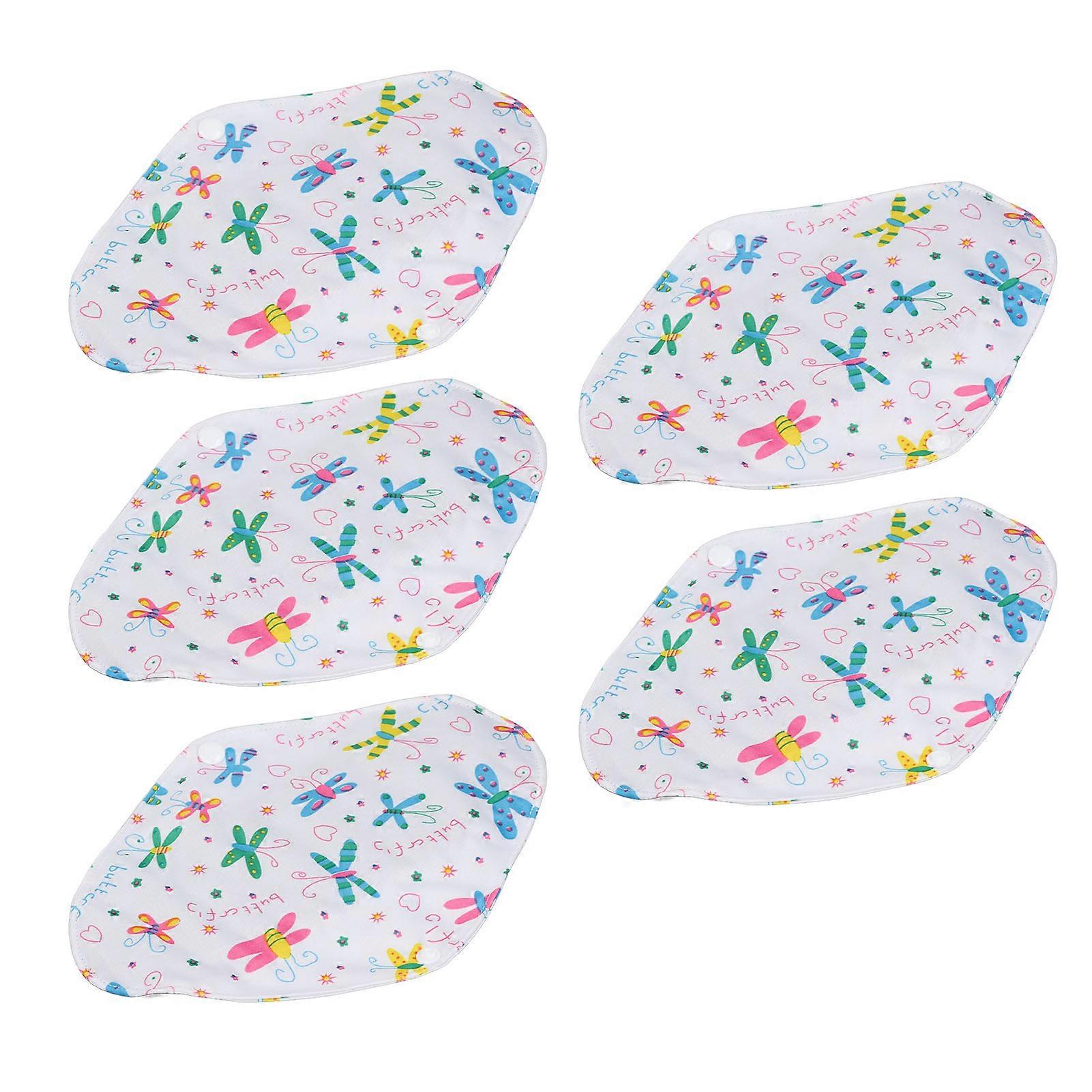 5pcs Reusable Sanitary Pads Bamboo Charcoal Cloth Stitching Super Absorbent Layer Waterproof Menstrual Period Pads 18 X 25cm B19