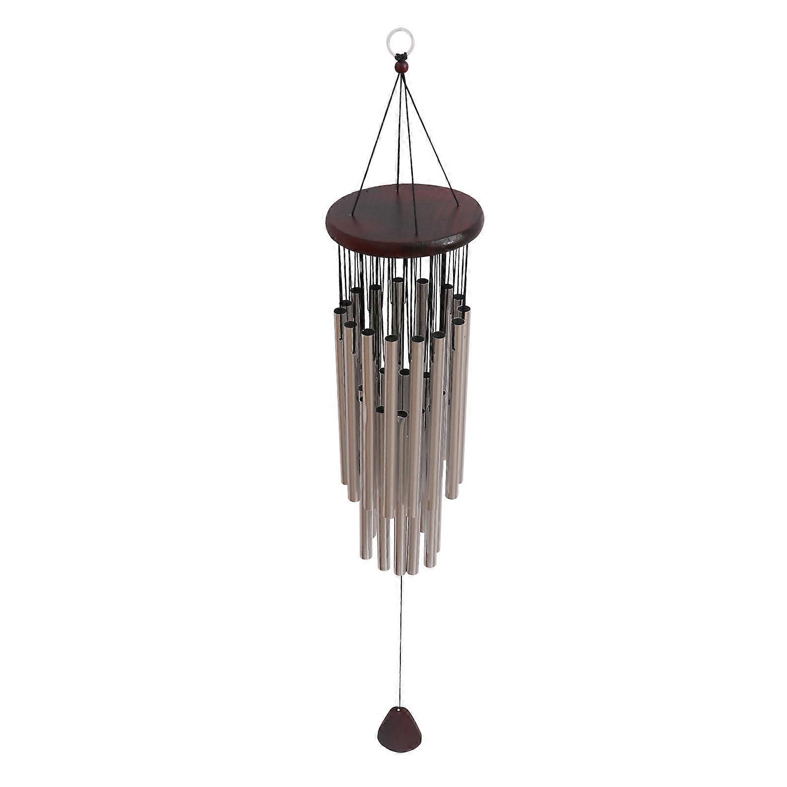 Retro Wind Chimes Round Tube Brass Wind Bell Large Size Silver 100x12.5cm Sound Producing 1Pc