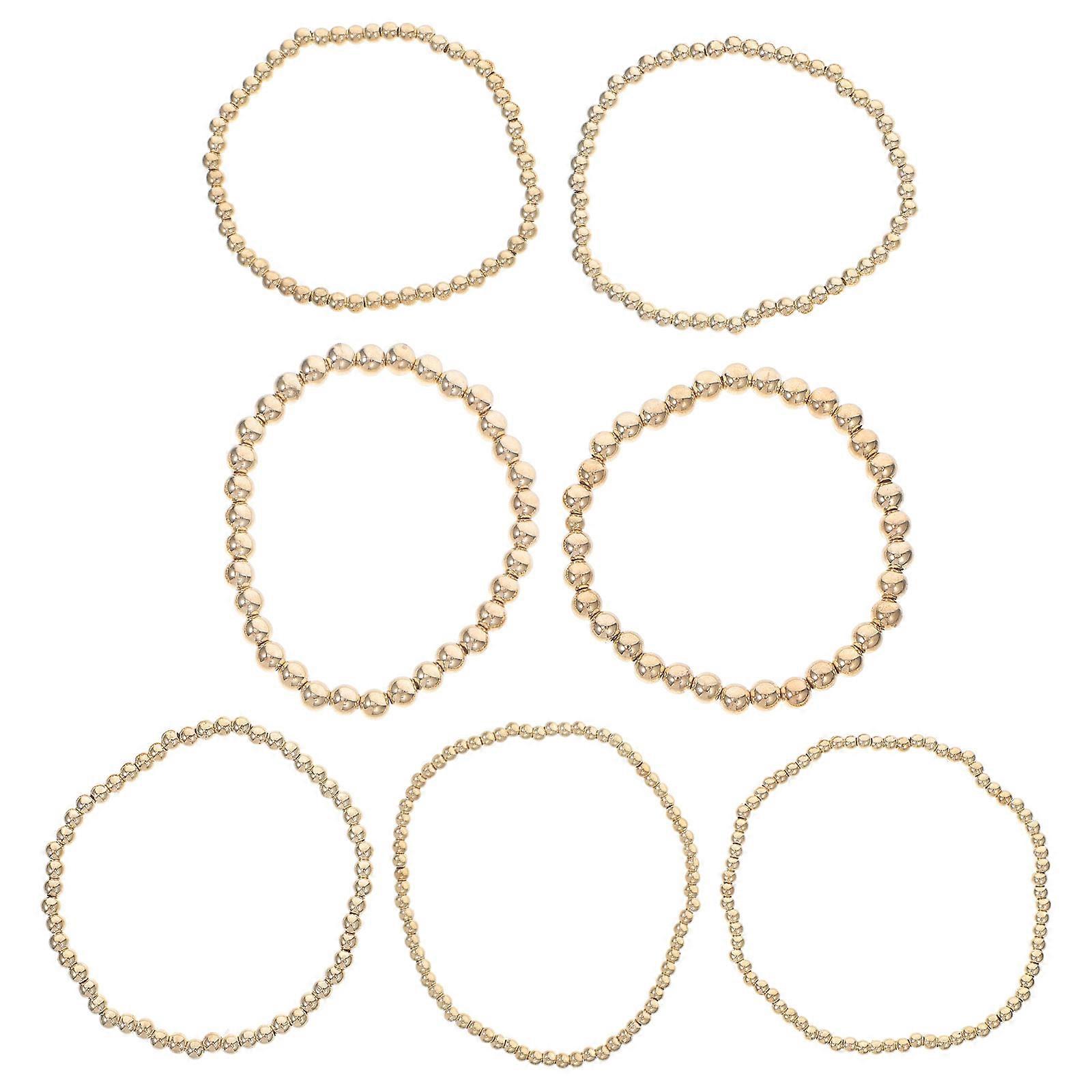 Elegant Beaded Bracelet Set Versatile Design Multi Layer Stackable Jewelry 7Pcs For Everyday Wear