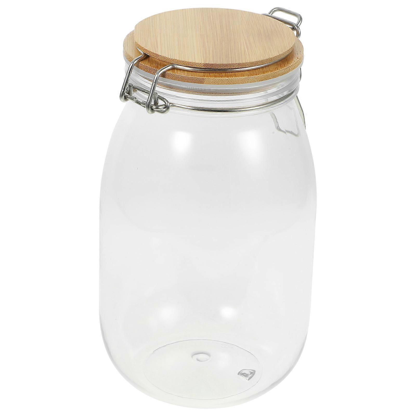 Canisters With Lids Storage Canister Large-capacity Cereal Storage Jar For Home Kitchen Use Bamboo Material Sealed 1Pcs