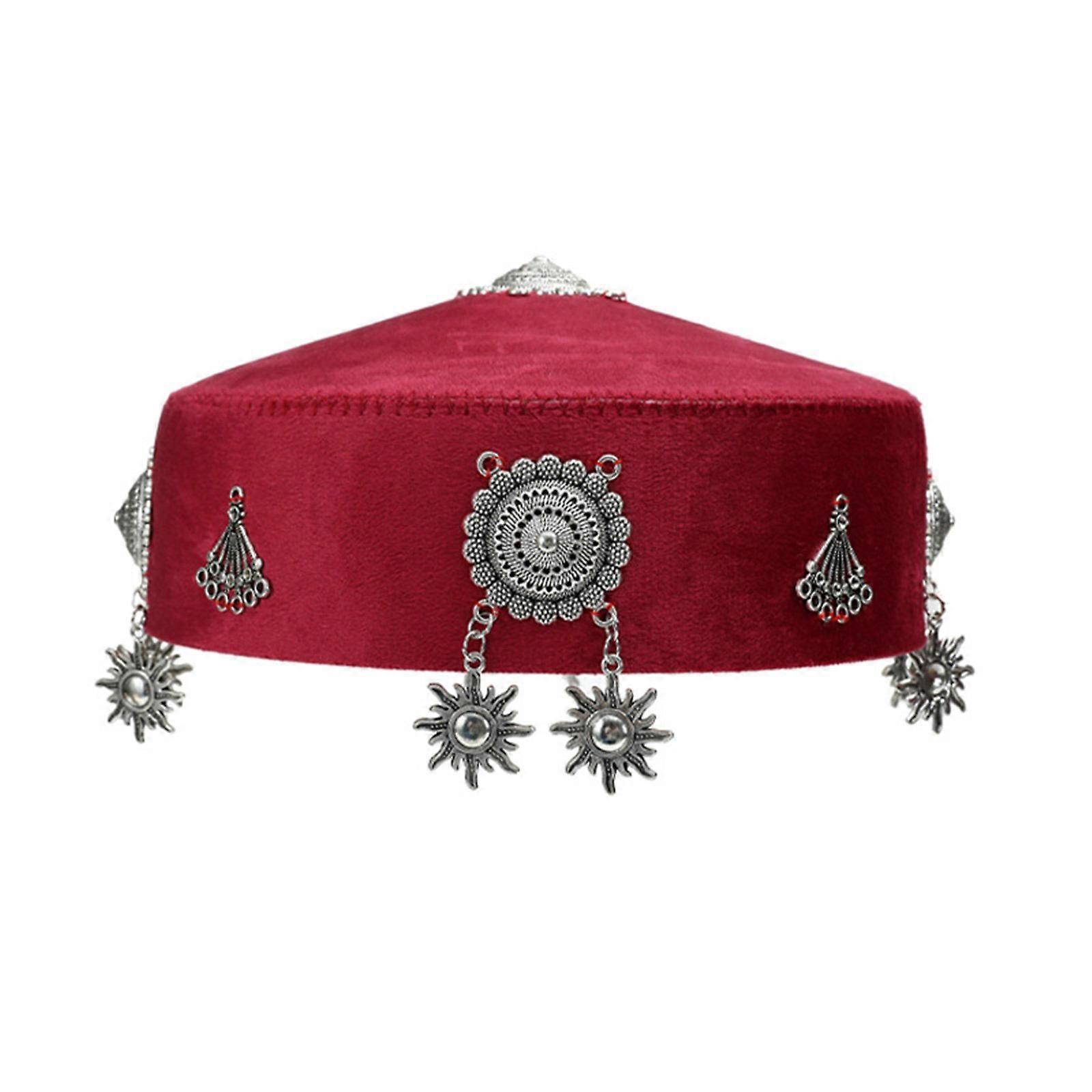 Women's Folkloric Bucket Hat Multi Color 2 Sizes Available Perfect for Holidays Travel and Daily Use Claret 56cm
