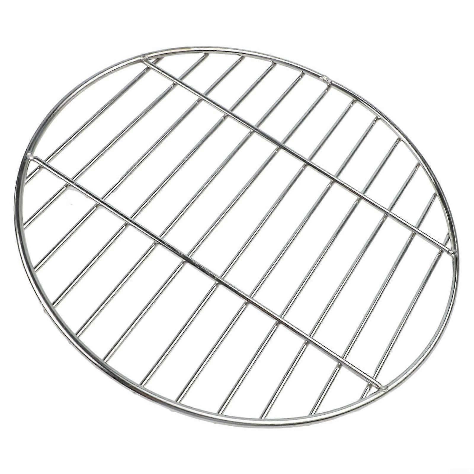 Round stainless steel grill grate, for outdoor cooking, grilling, camping, picnics, available in various sizes: 28 cm, 33 cm, 38 cm (33 cm).