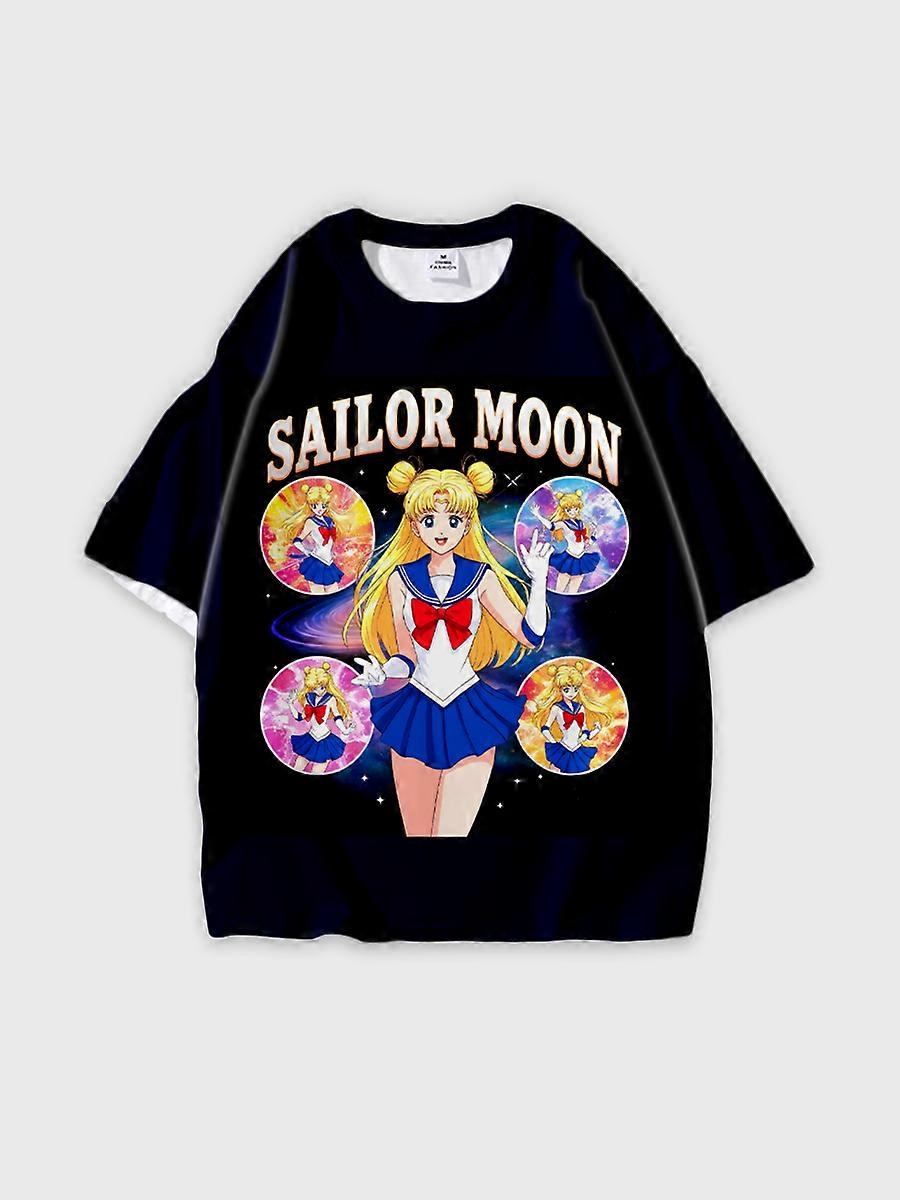 T-shirt round neck Role Pattern loose short sleeve E936