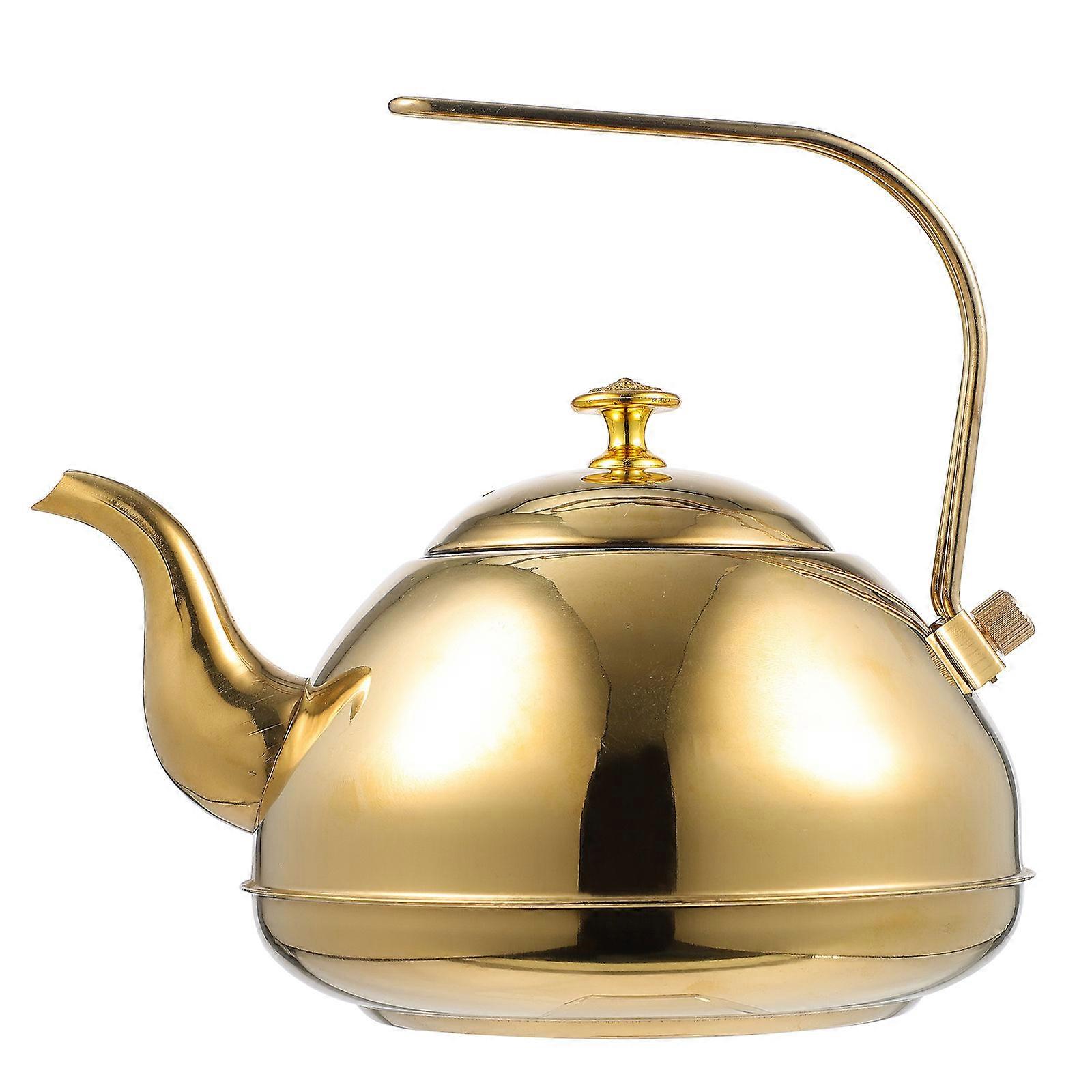 غلاية شاي من الفولاذ المقاوم للصدأ مع فلتر مدمج ، تصميم تسخين سريع لمواقد الغاز ، تشطيب ديكور منزلي أنيق