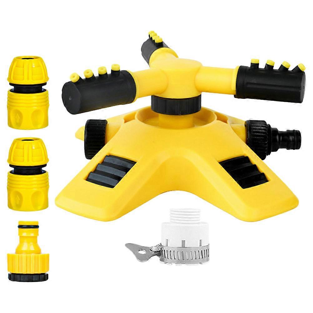 Yellow Hydraulically Driven Rotating Sprinkler for Garden Use with 1/2 inch Connector