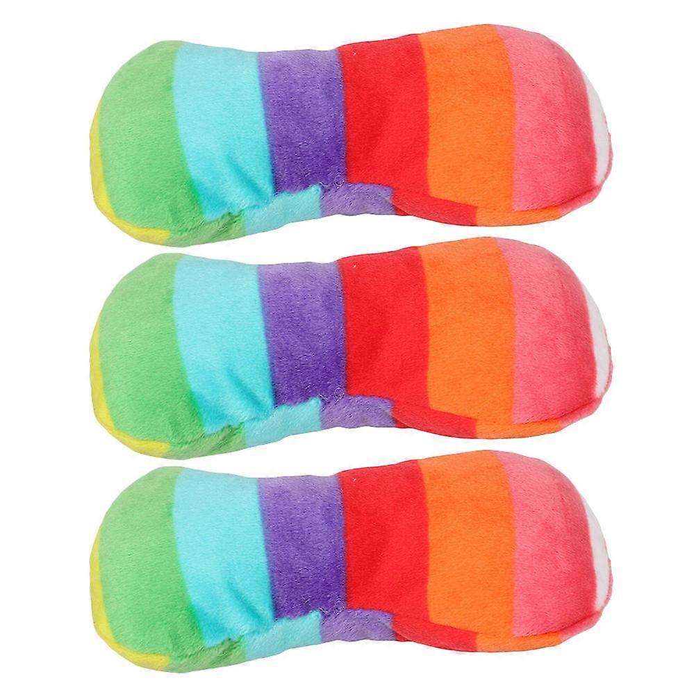 Dog Toy For Puppies And Small Breeds 3 Pcs Plush Bone Shape With Squeaky Sound Indoor