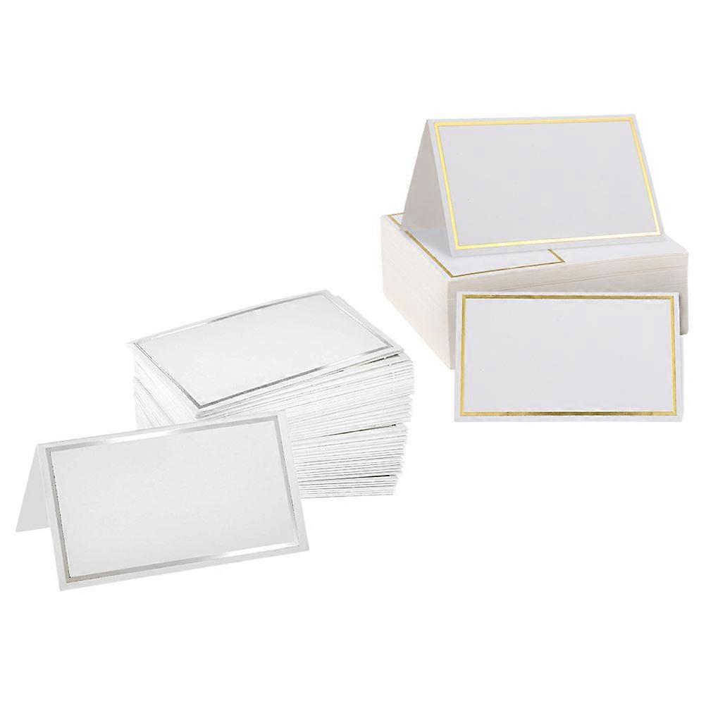 200pcs Elegant Blank Place Cards for Table Setting, Premium Name Cards with Gold & Silver Foil for Weddings, Parties & Events, Perfect for Rustic