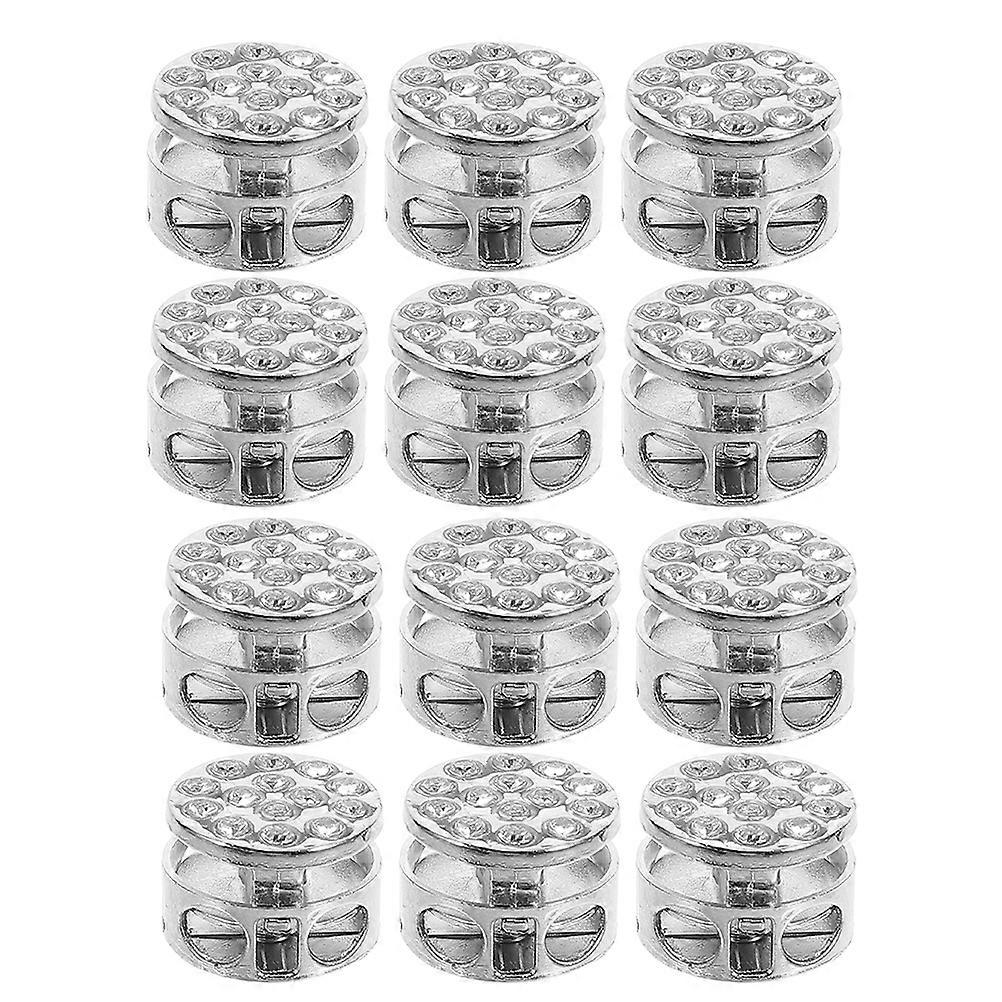 Spring Elastic Cord Locks Silver Metal Durable Adjustable Buckles for Drawstring Shoes Bag 12 Pieces